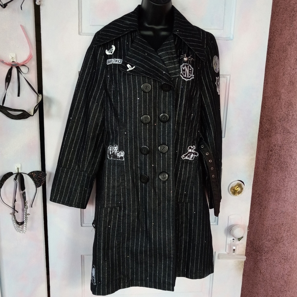 Wednesday Addams custom Rage pinstriped trench coat- SOLD@hosted store - Picture 11 of 16